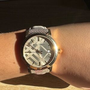 Burberry Gold Dial with Classic Plaid Strap